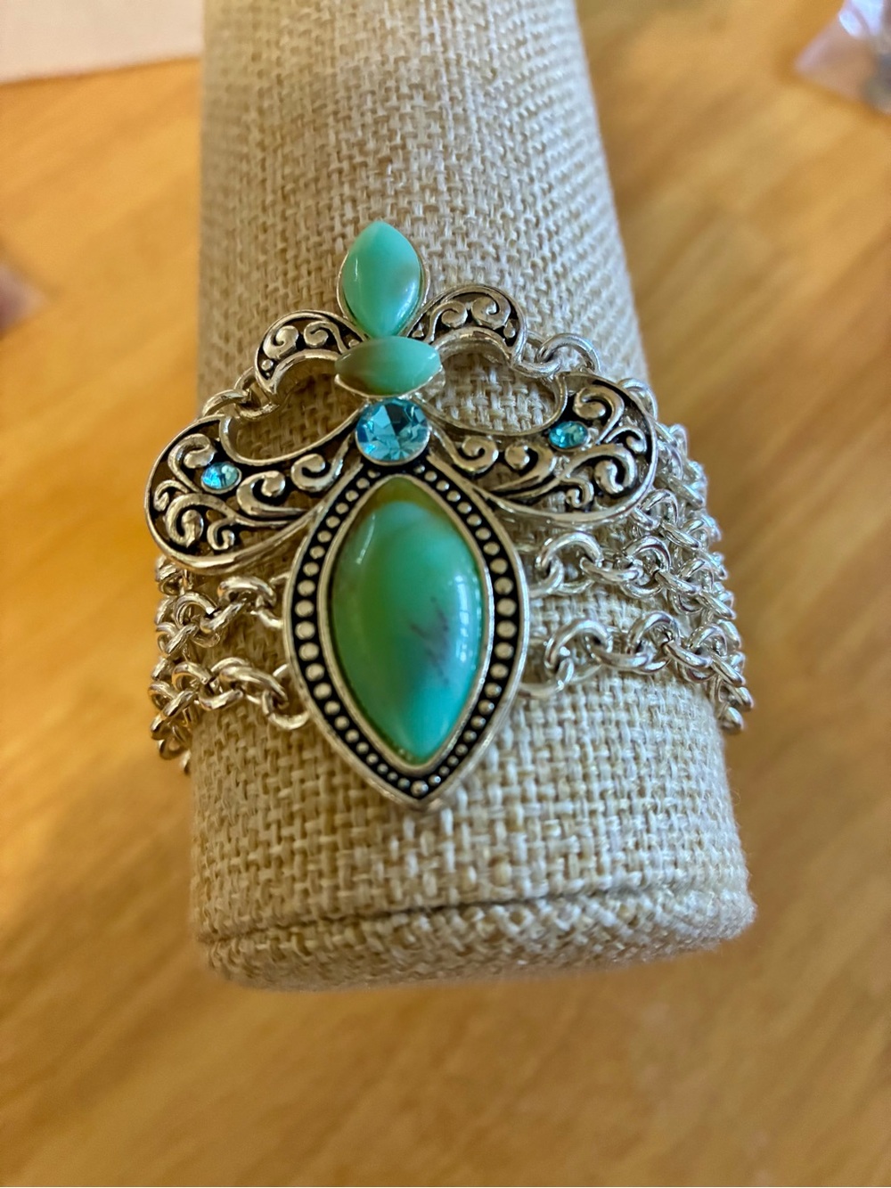 Silver-Tone bohemian cuff or multi-strand chain bracelet.